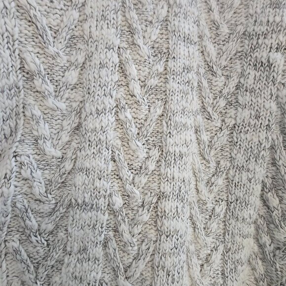 Men's Express Cable Knit Ribbed Sleeve Shawl Collar Sweater - White with Black - Picture 3 of 6